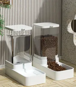 Automatic Pet Feeder and Water Bowl with Transparent Food Storage Container